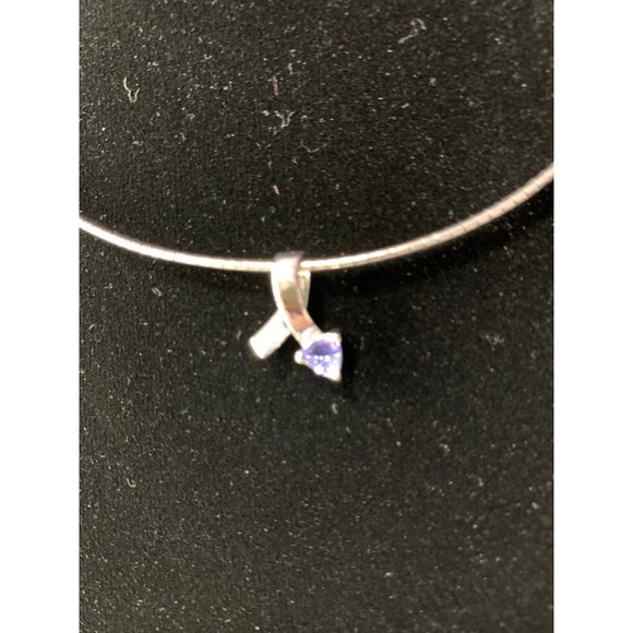 Jewelry - Thick Chain, Lobster Clasp, Tanzanite Stone  17.5 BLue/ Purple   Silver, Tanzani